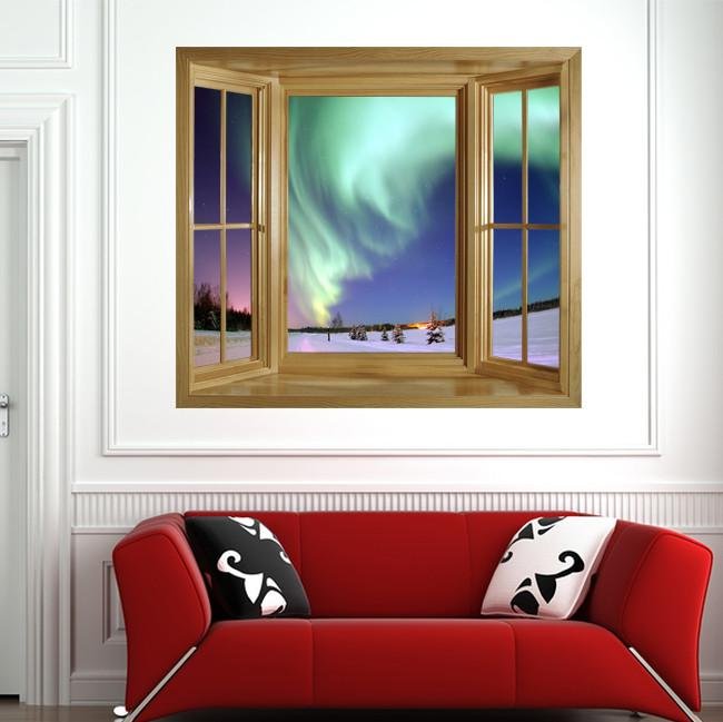 WIM276 - Faux window frame view of the Northern Lights - Art Fever - Art Fever