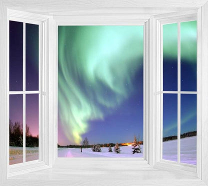 WIM276 - Faux window frame view of the Northern Lights - Art Fever - Art Fever