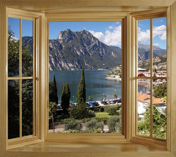 WIM297 - Lake Garda window frame view wall mural - Art Fever - Art Fever