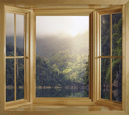 WIM299 - The rain forest landscape window frame view wall mural - Art Fever - Art Fever
