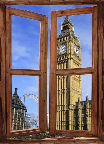 WIM62 - window frame mural view of Big Ben London - Art Fever - Art Fever