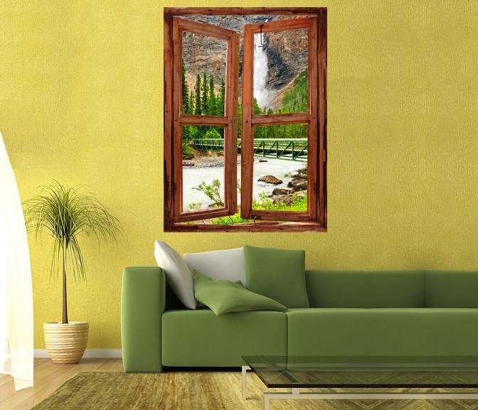 WIM84 - window frame mural view of Takakkaw Falls In Yoho National Park - Art Fever - Art Fever