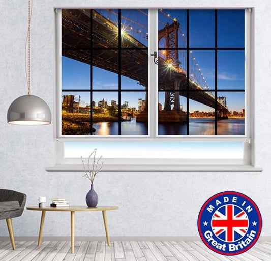 Window View of Brooklyn Bridge NYC Printed Picture Photo Roller Blind - RB584 - Art Fever - Art Fever