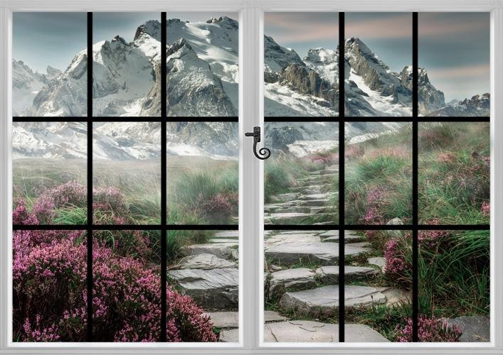 Window View of Mountain Landscape Printed Picture Photo Roller Blind - RB586 - Art Fever - Art Fever