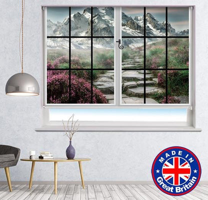 Window View of Mountain Landscape Printed Picture Photo Roller Blind - RB586 - Art Fever - Art Fever
