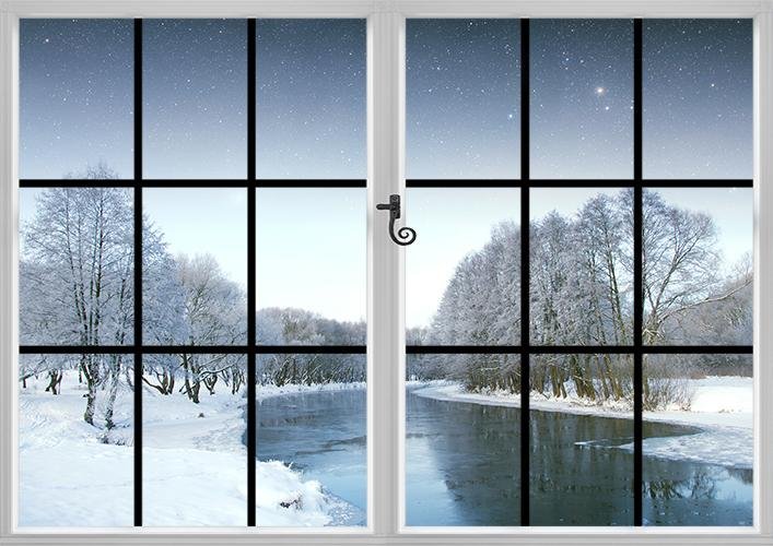 Window View of the frozen Lake Winter scene Printed Picture Photo Roller Blind - RB590 - Art Fever - Art Fever