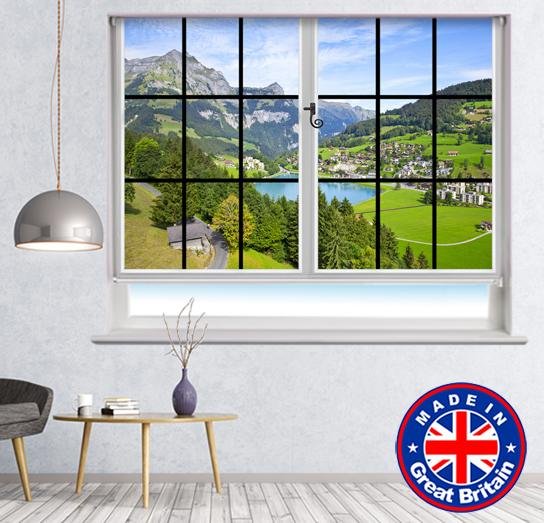 Window View of the Swiss Mountains and Alps Printed Picture Photo Roller Blind - RB588 - Art Fever - Art Fever