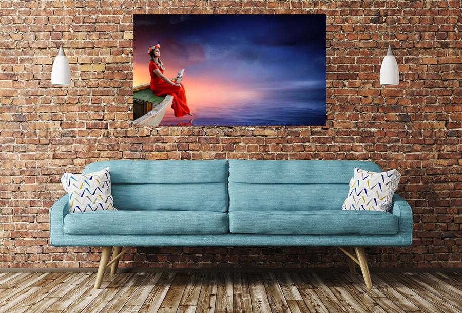 Women Boat Sky Sunset Image Printed Onto A Single Panel Canvas - SPC66 - Art Fever - Art Fever