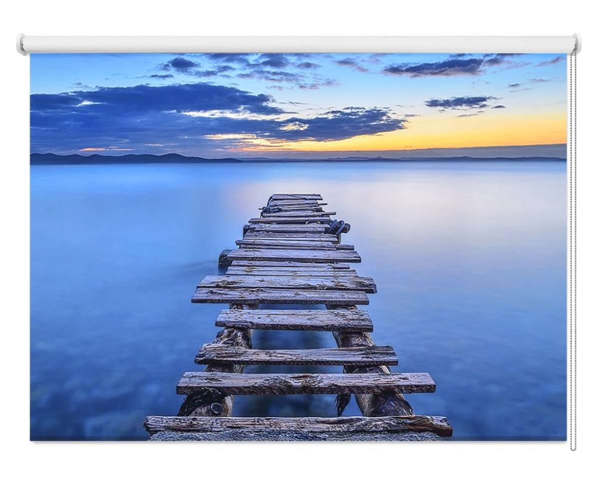 Wooden Pier to the Ocean Printed Picture Photo Roller Blind- 1X137175 - Art Fever - Art Fever