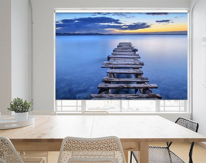 Wooden Pier to the Ocean Printed Picture Photo Roller Blind- 1X137175 - Art Fever - Art Fever
