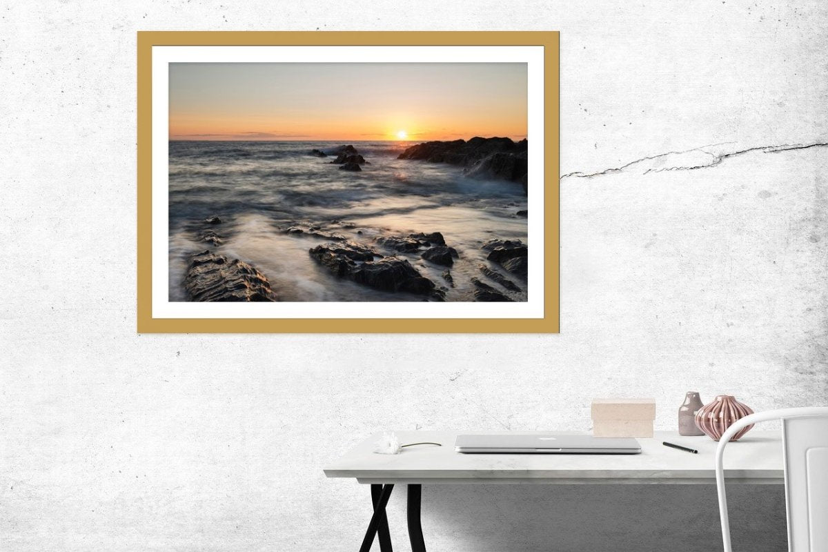 Woolacombe Sunset Sea Scene Framed Mounted Print Picture - FP39 - Art Fever - Art Fever