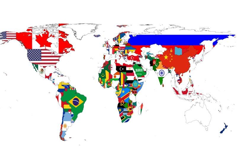 World Map Nations Flags Printed Picture Photo Roller Blind - RB781 - Art Fever - Art Fever