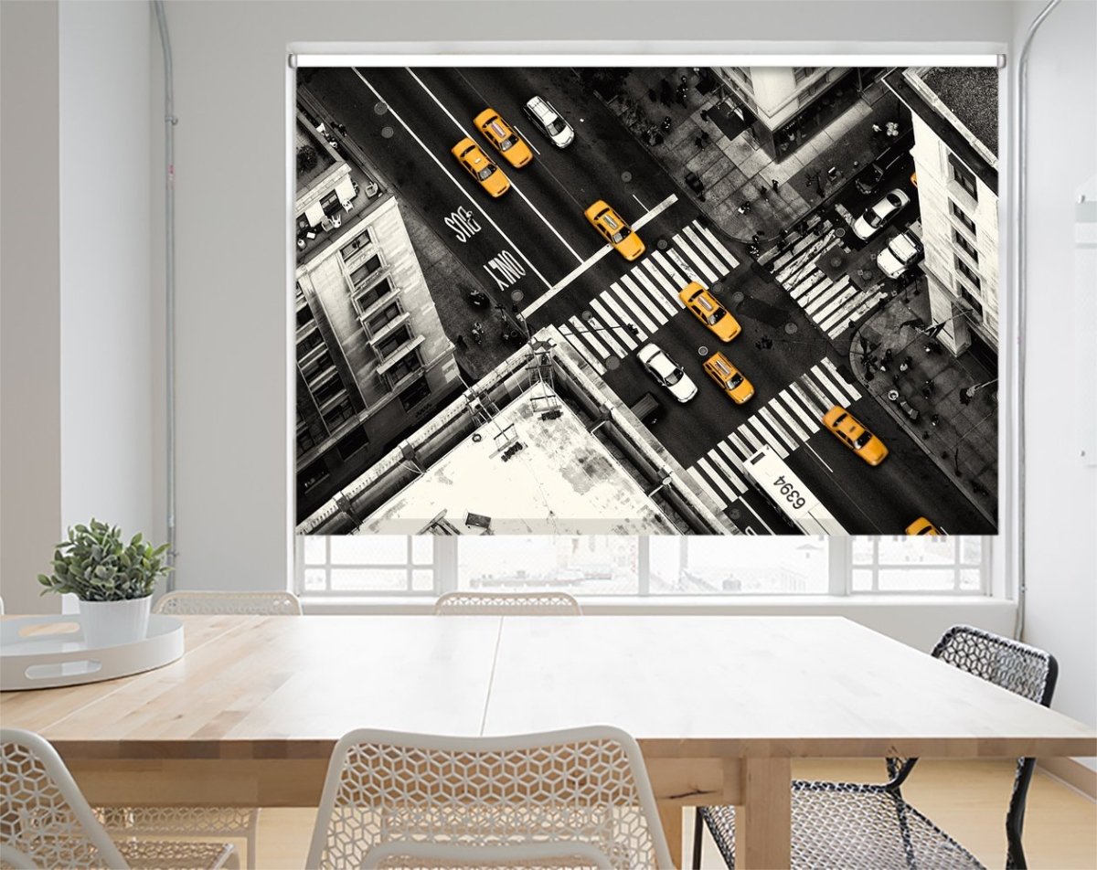 Yellow Taxis in New York Printed Picture Photo Roller Blind - 1X31964 - Art Fever - Art Fever