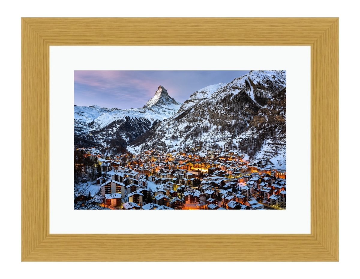 Zermatt Valley And Matterhorn Peak In The Morning, Switzerland Framed Mounted Print Picture - FP93 - Art Fever - Art Fever