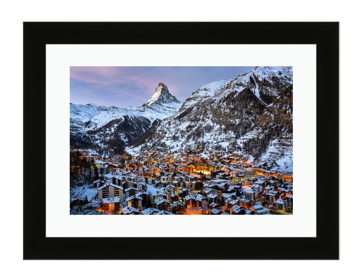Zermatt Valley And Matterhorn Peak In The Morning, Switzerland Framed Mounted Print Picture - FP93 - Art Fever - Art Fever