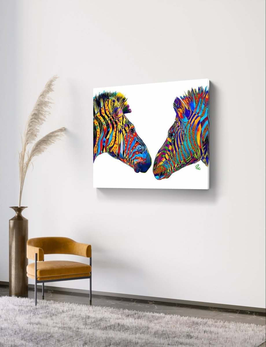 Ziggy and Zag the Zebras 🦓 Multi Colour Canvas Print Picture Wall Art - 1X2397440 - Art Fever - Art Fever