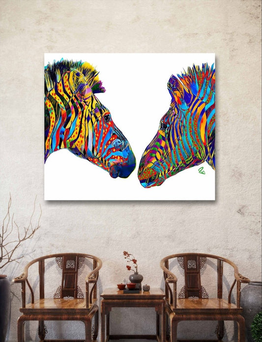 Ziggy and Zag the Zebras 🦓 Multi Colour Canvas Print Picture Wall Art - 1X2397440 - Art Fever - Art Fever